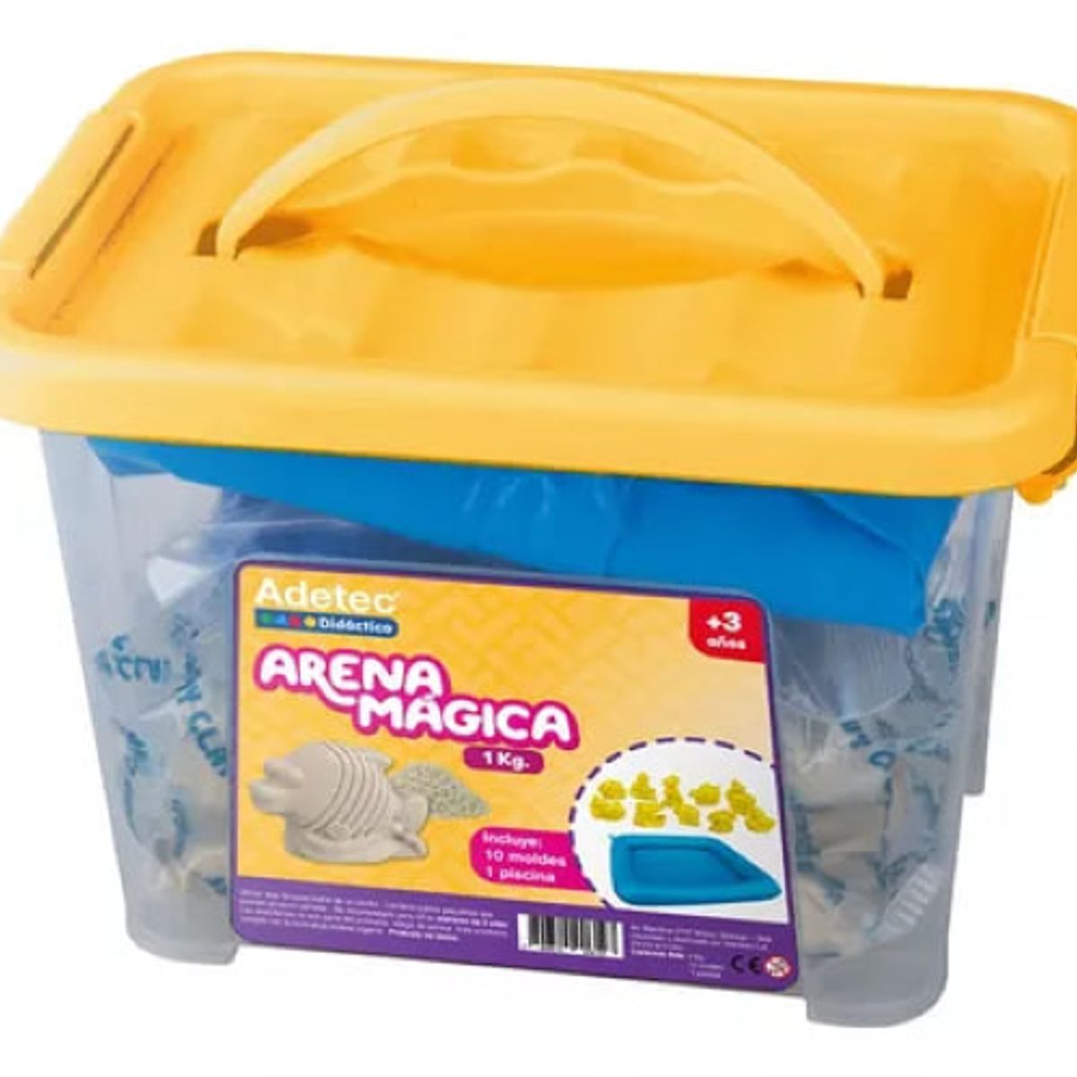 ADETEC - Arena Mágica Adetec 1 kg Color Natural + 10 Moldes Y Bandeja