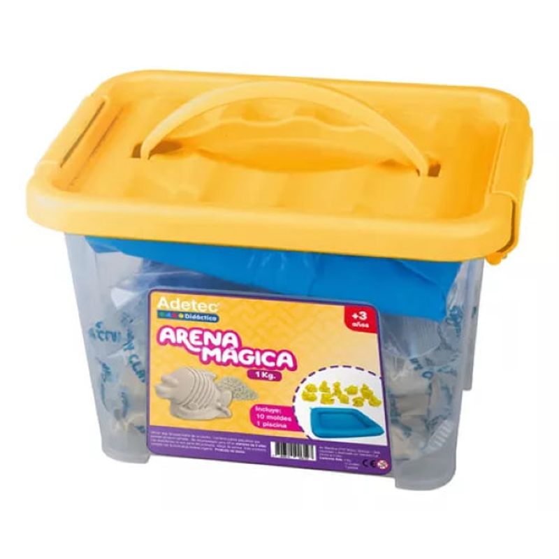 ADETEC - Arena Mágica Adetec 1 kg Color Natural + 10 Moldes Y Bandeja