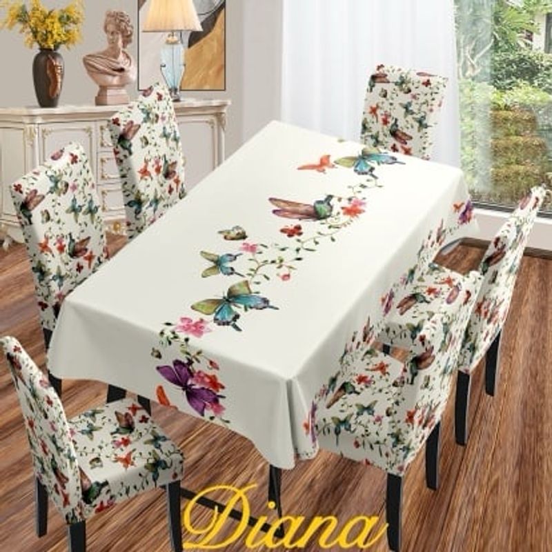 GENERICO - SET MANTEL CON 6 FUNDAS PARA SILLAS (Silla 42x65 Mantel 150x220)