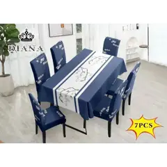 GENERICO - SET MANTEL CON 6 FUNDAS PARA SILLAS (Silla 42x65 Mantel 150x220)