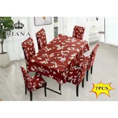 GENERICO - SET MANTEL CON 6 FUNDAS PARA SILLAS (Silla 42x65 Mantel 150x220)