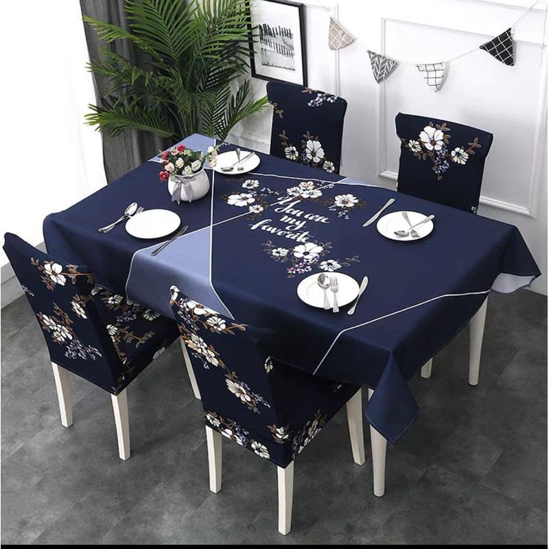 GENERICO - SET MANTEL CON 6 FUNDAS PARA SILLAS (Silla 42x65 Mantel 150x220)