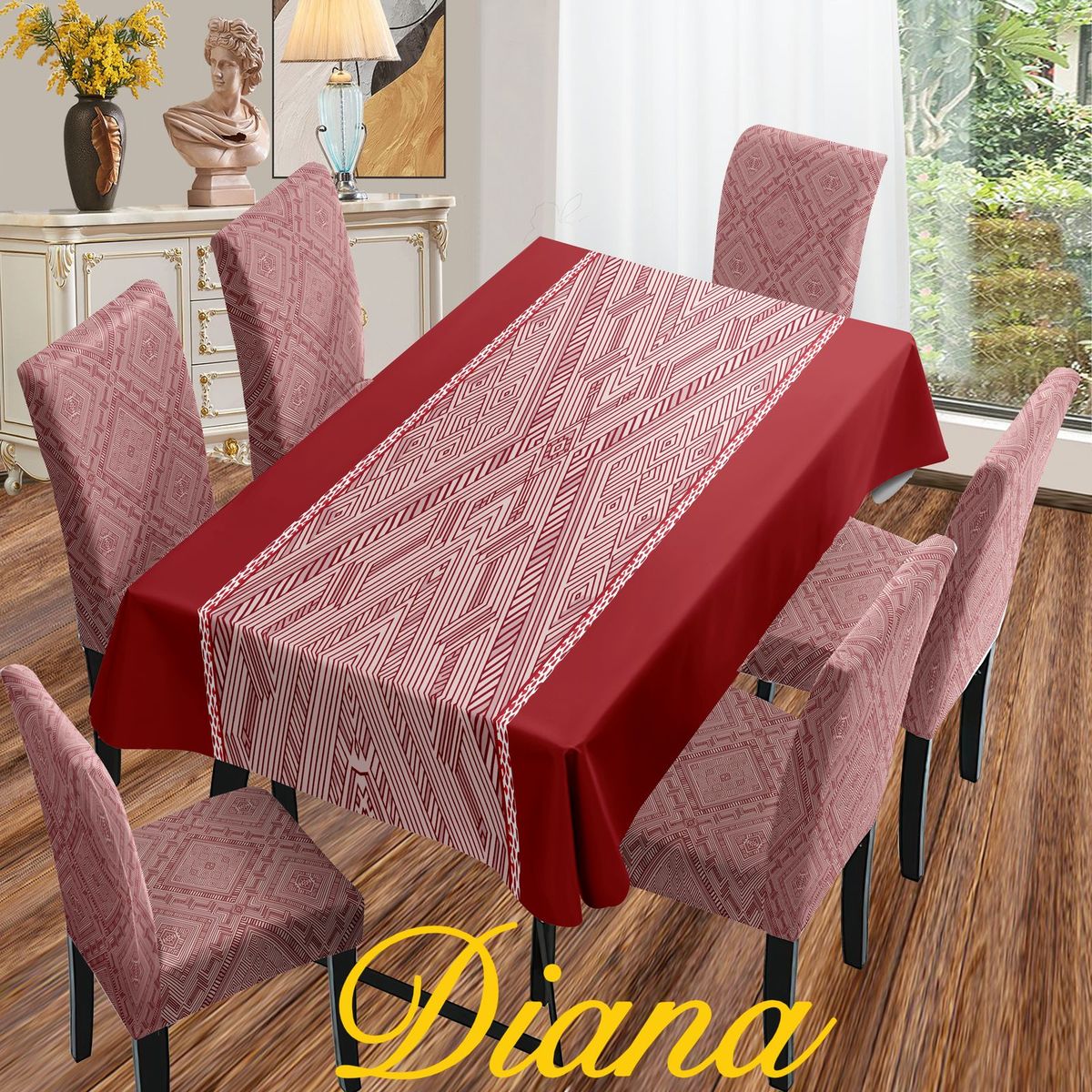 GENERICO - SET MANTEL IMPERNEABLE 150X220CM CON 6 FUNDAS PARA SILLAS 42x65CM