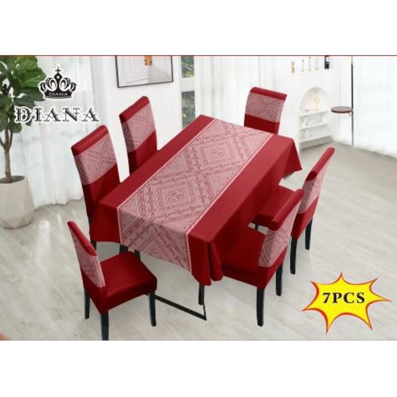 GENERICO - SET MANTEL CON 6 FUNDAS PARA SILLAS (Silla 42x65 Mantel 150x220)