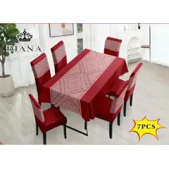GENERICO - SET MANTEL CON 6 FUNDAS PARA SILLAS (Silla 42x65 Mantel 150x220)