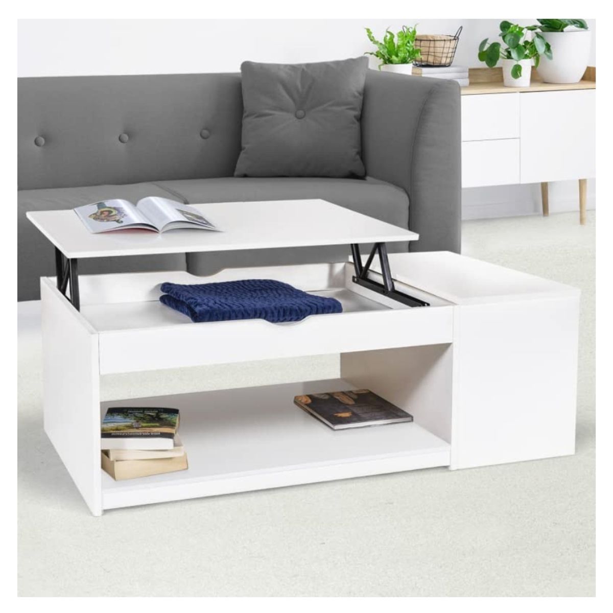 HOMER DESIGN - Mesa De Centro Elevable Para Living 100x60x45cm Norteamericana