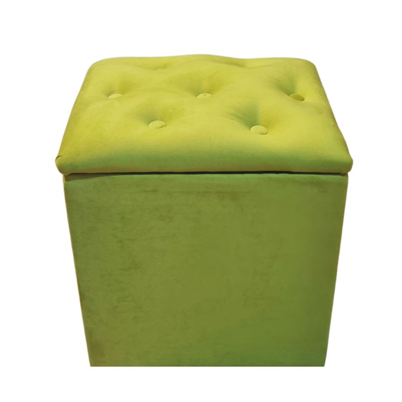 GENERICO - Pouf Baul Verde Pistacho Felpa Botone 40x33x50 Rimar