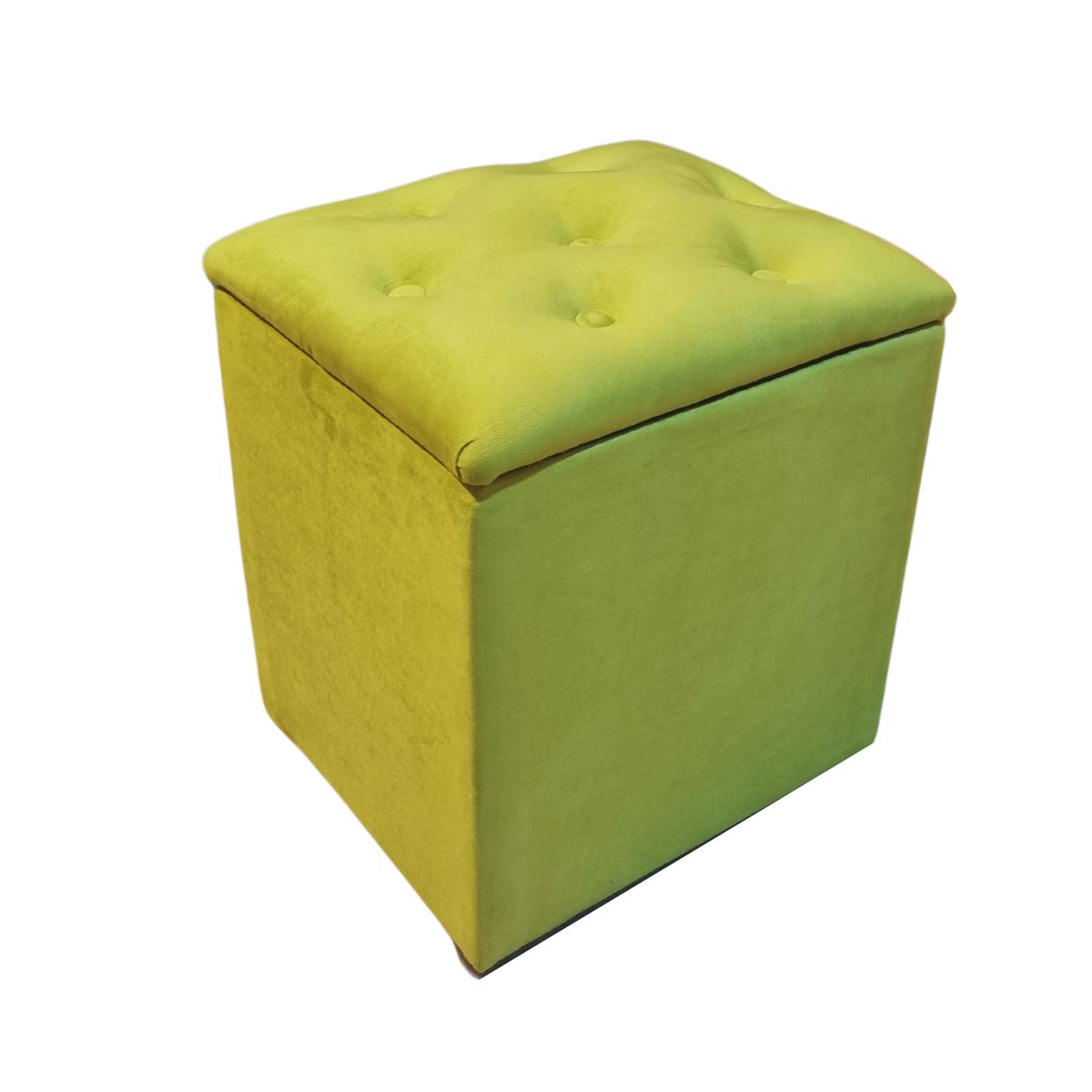 GENERICO - Pouf Baul Verde Pistacho Felpa Botone 40x33x45 Rimar