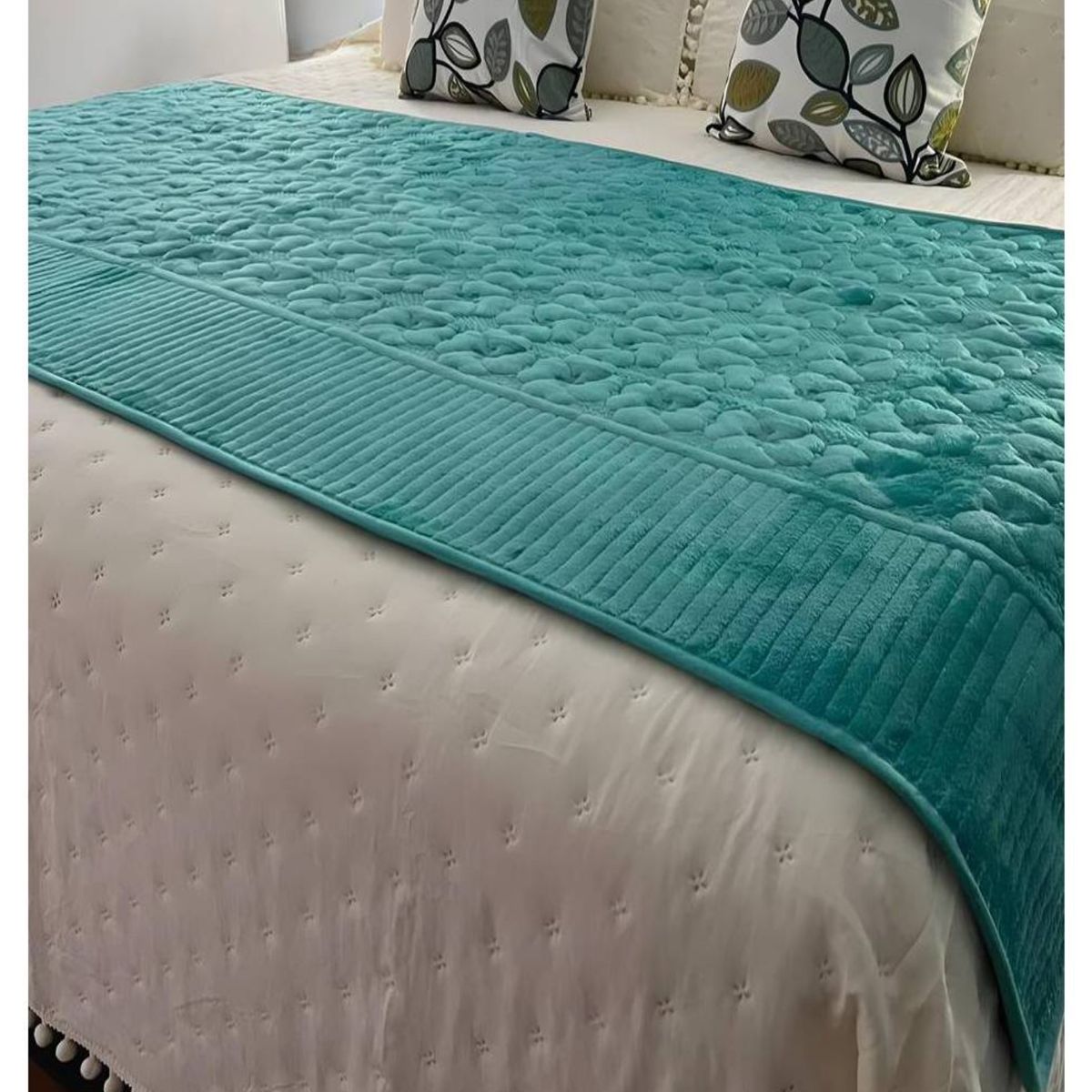 COMPRAPO - Piecera REVERSIBLE TurquesaTipo Piel  2 Pzas. o King  210x95 Cm