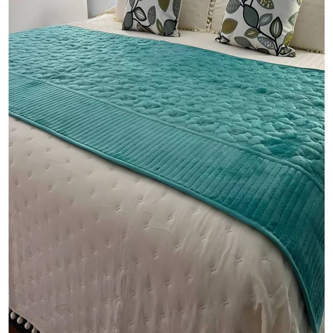 COMPRAPO - Piecera REVERSIBLE TurquesaTipo Piel  2 Pzas. o King  210x95 Cm