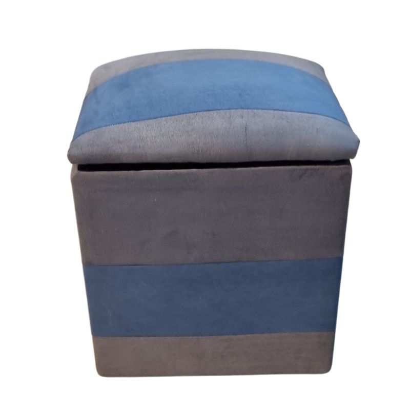 GENERICO - Pouf Baul Bicolor Felpa Botone 40x33x45 Rimar