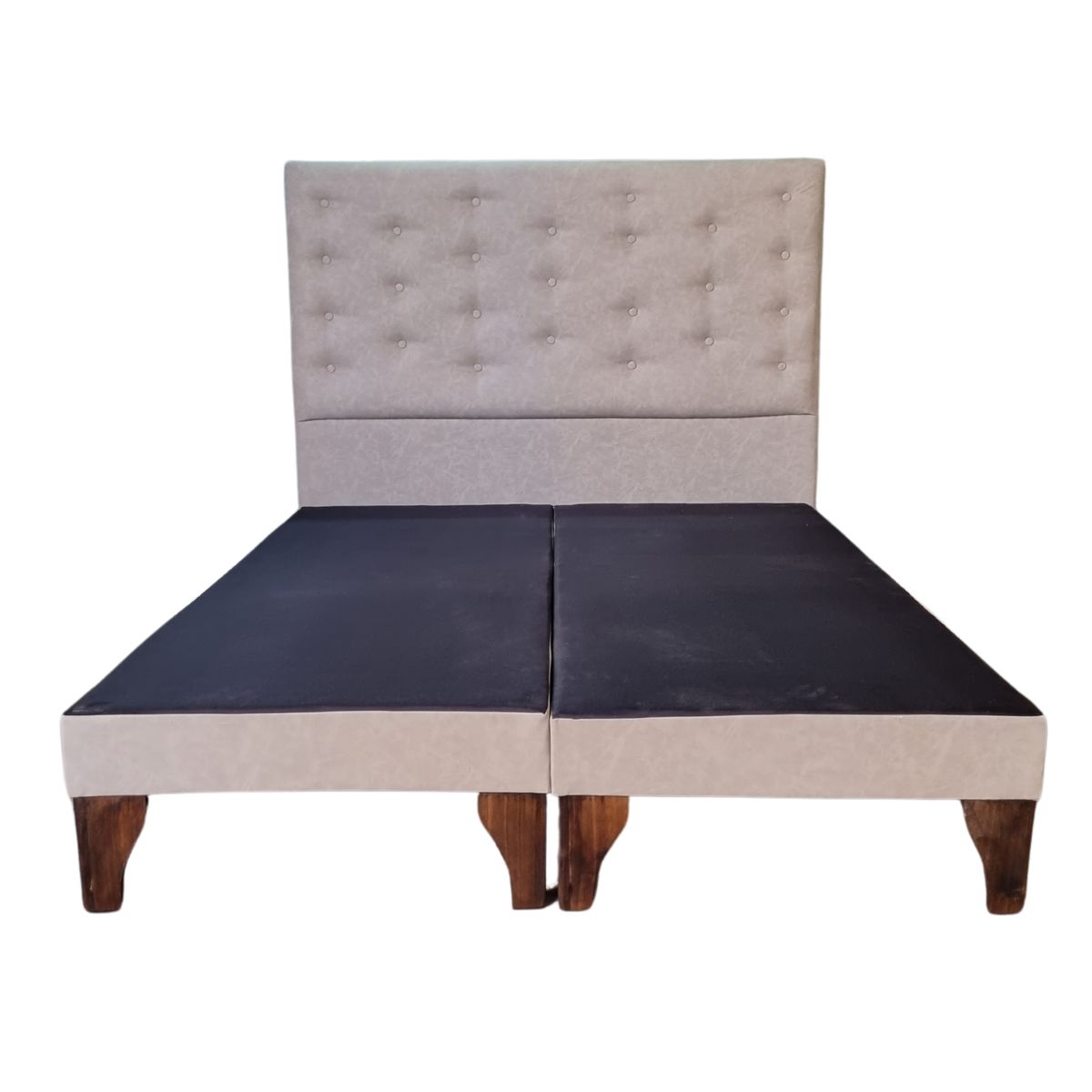 GENERICO - Base Europea Div 2P  Respaldo Beige Eco Cuero a Piso Botone Rimar