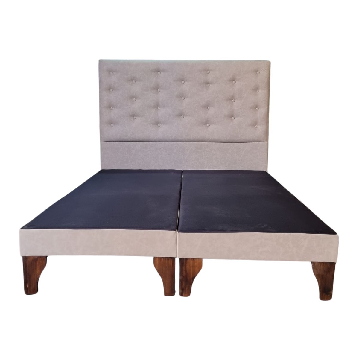 GENERICO - Base Europea Div 2P  Respaldo Beige Eco Cuero a Piso Botone Rimar