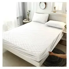 GENERICO - Cubrecolchon King + 2 Fundas de Almohadas Blanco