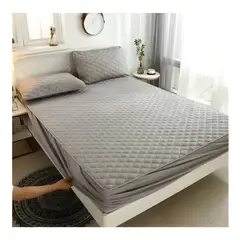 GENERICO - Cubrecolchon King + 2 Fundas de Almohadas Gris
