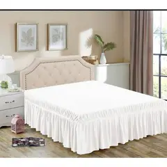 GENERICO - Faldon de Cama 2 Plazas 155x200x40 Blanco