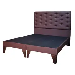 GENERICO - Base Europea Div 2P Respaldo Chocolate Eco Cuero a Piso Botone Rimar.