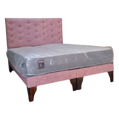 Imagen 2 del producto Cama Europea 2 Plazas + Respaldo Palo Rosa A Piso + Colchón Resorte