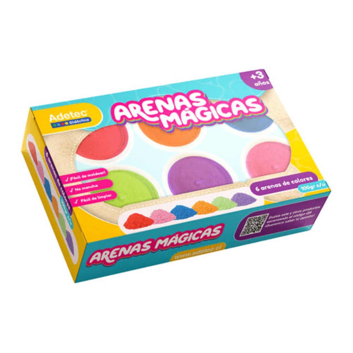 ADETEC - Arena Mágica 6 Colores Adetec 100 g X Ud No Tóxica