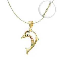 GENERICO - Collar Delfín Cadena Plata Fina 925 Baño De Oro 18k Mujer