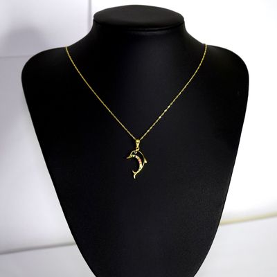 Imagen 2 del producto Collar Delfín Cadena Plata Fina 925 Baño De Oro 18k Mujer