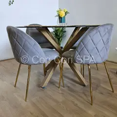 CORI CORI - Comedor Warwick 120cm + 4 Sillas Bread Gold Gris