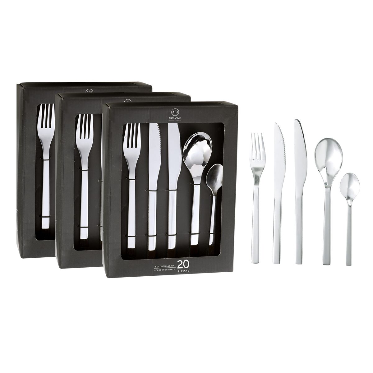 ARTHOME - Set Cuchilleria Arthome 60 Piezas Acero Inoxidable CUC02