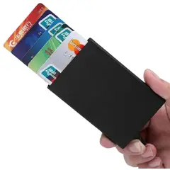 GENERICO - Tarjetero minimalista porta tarjetas negro 0065NE