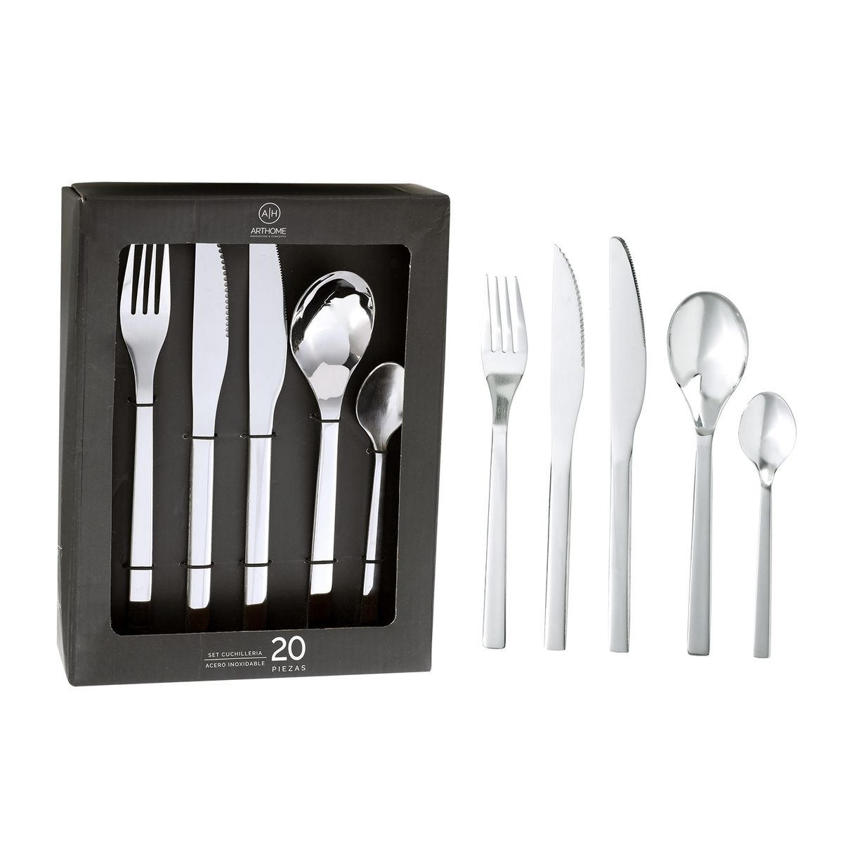 ARTHOME - Set Cuchilleria Arthome 20 Piezas Acero Inoxidable CUC05