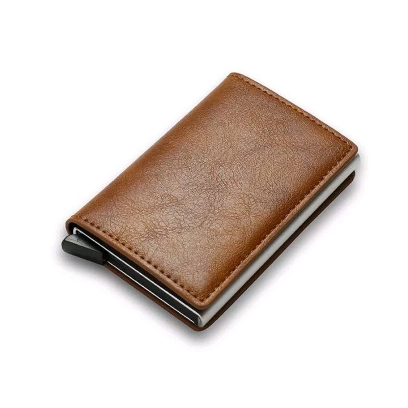 GENERICO - Tarjetero billetera minimalista porta tarjetas cafe 0028