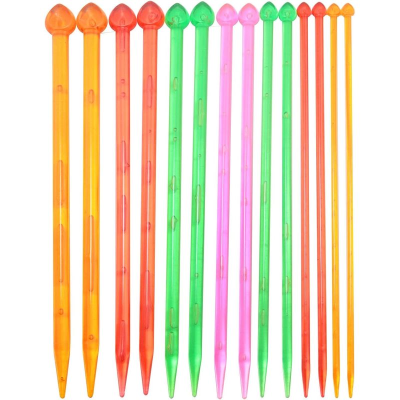GENERICO - Set De 7 Pares De Palillos Rectos De Colores Para Tejer