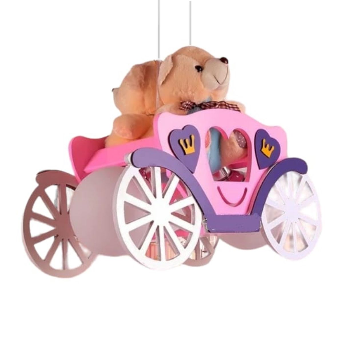 GENERICO - Lámpara Colgante Infantil De Madera Y Vidrio Coche De Osos