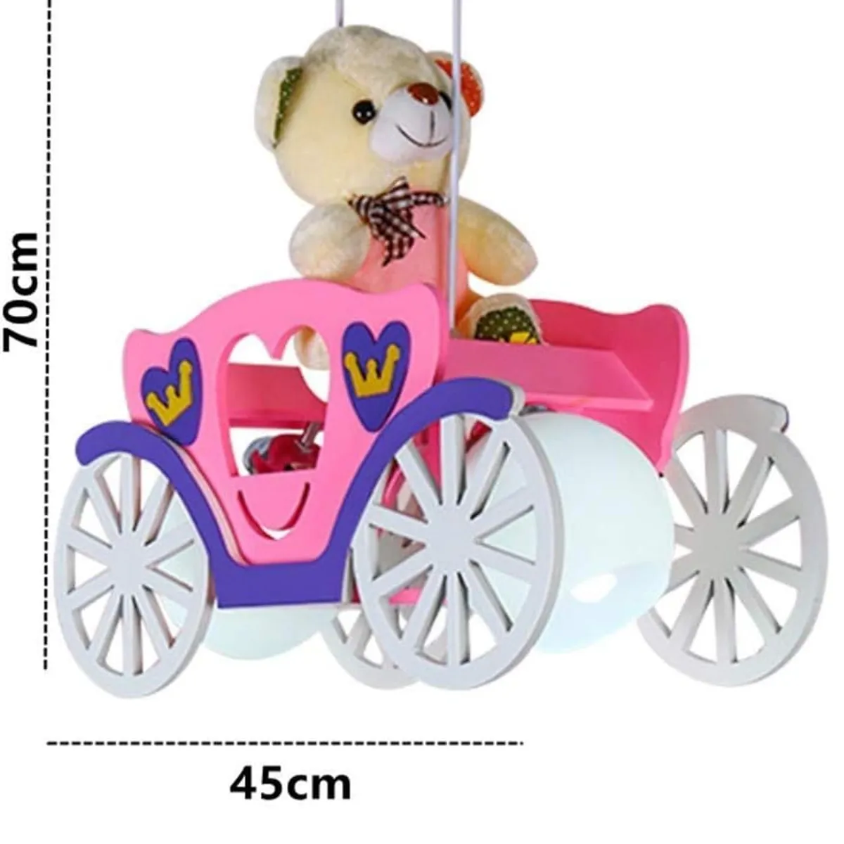 GENERICO - Lámpara Colgante Infantil De Madera Y Vidrio Coche De Osos