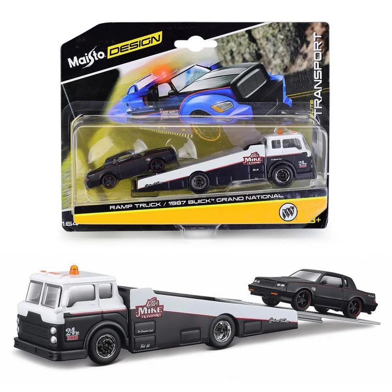 MAISTO - Camion Ramp Truck /1987 Buick /Camion  + Auto Esc 164