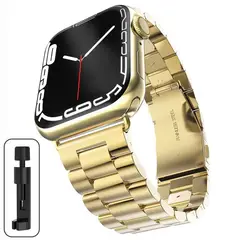 GENERICO - Correa Metálica Eslabones Para Apple Watch de 42-44 - 45 - 49 mm Oro