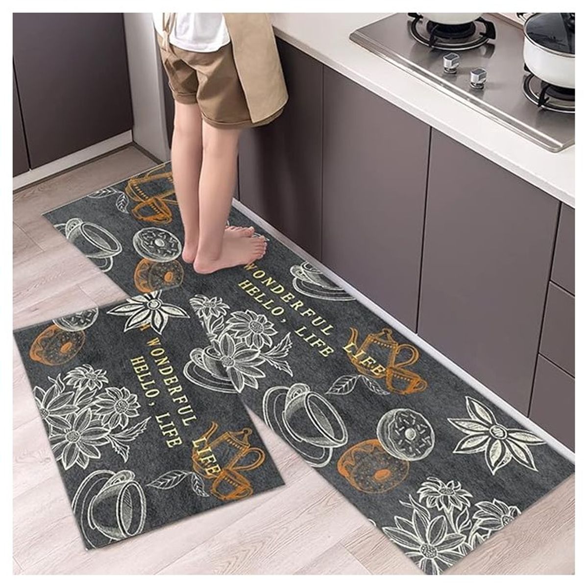 COMPRAPO - Set Alfombras Cocina Wonderful Life Vintage Antideslizante