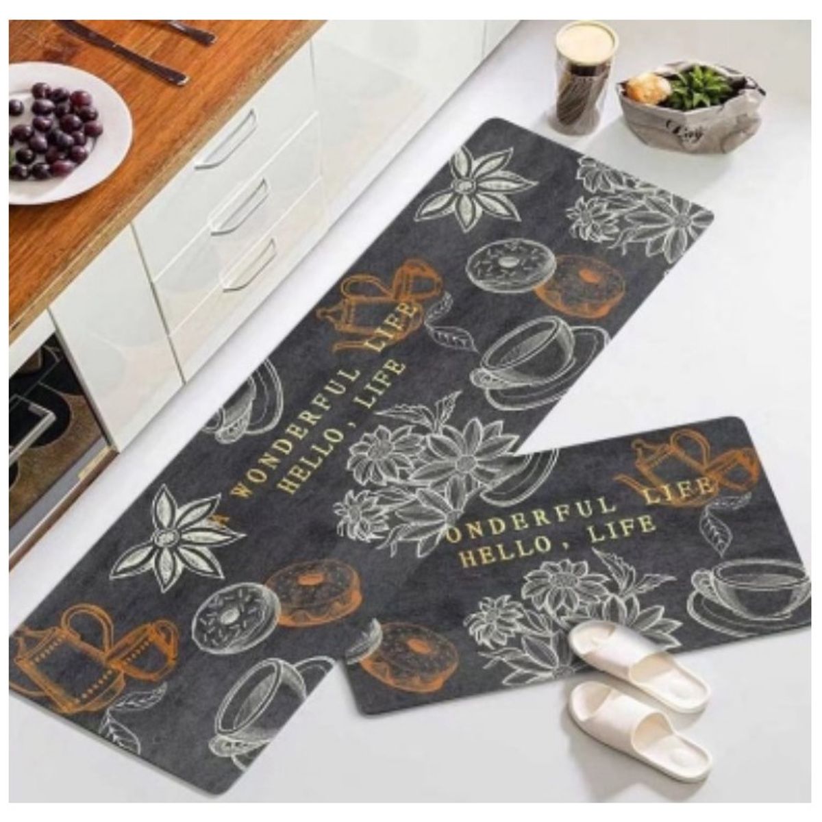 COMPRAPO - Set Alfombras Cocina Wonderful Life Vintage Antideslizante