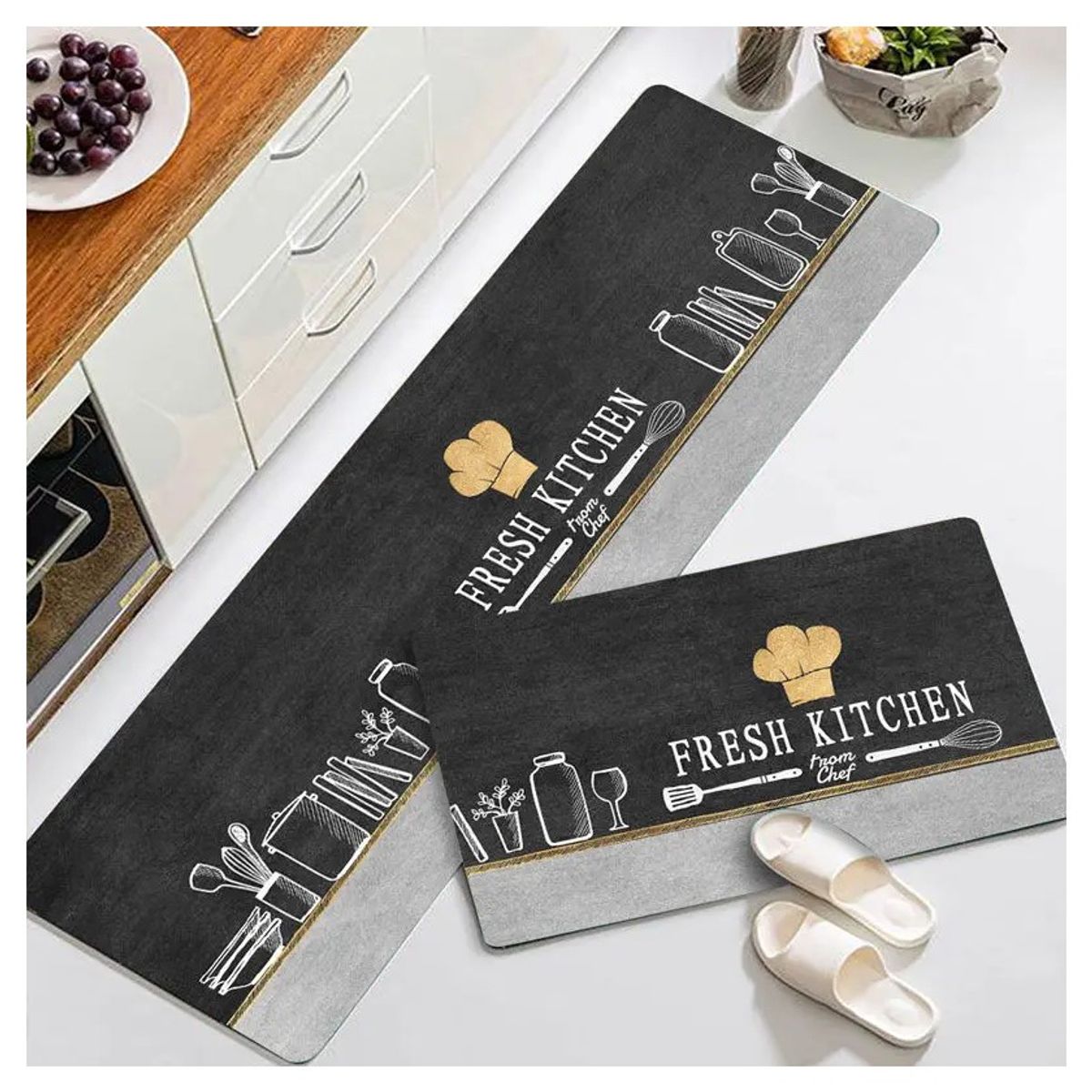 COMPRAPO - Set Alfombras Cocina Fresh Kitchen Chef Antideslizante
