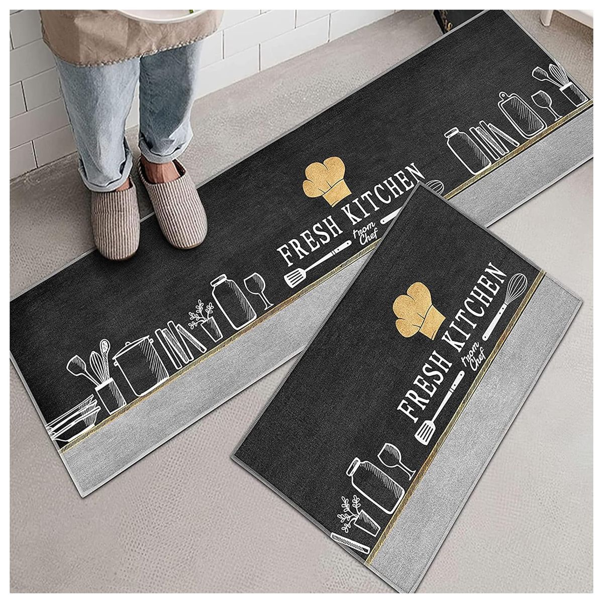 COMPRAPO - Set Alfombras Cocina Fresh Kitchen Chef Antideslizante