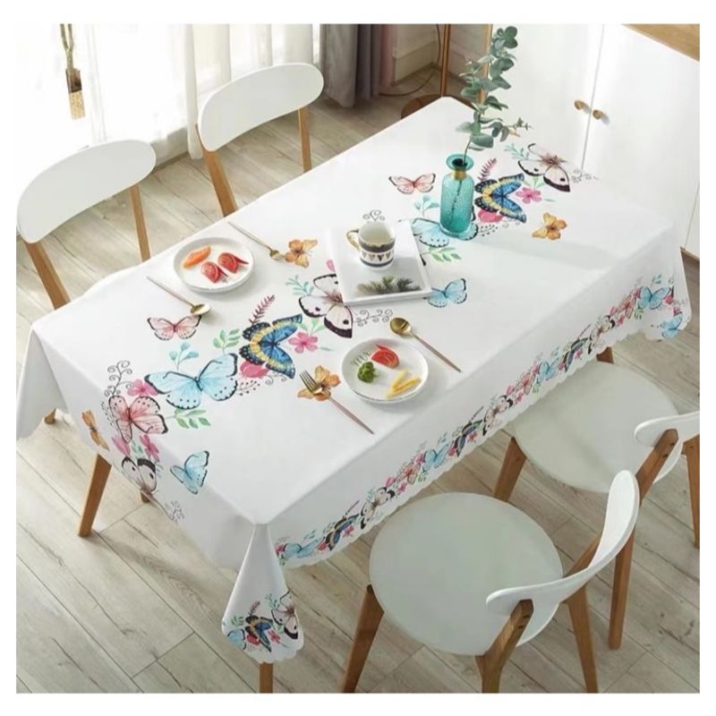 COMPRAPO - Mantel Antimanchas Mod. Mariposa Pintada Bco. 140 X 220 Cm Rectangular