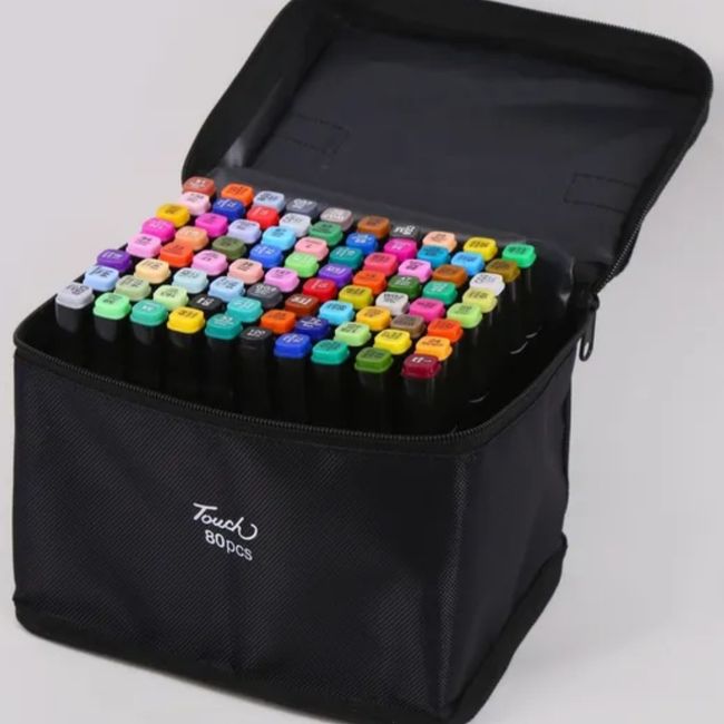 GENERICO - Set De 80 Rotuladores Marcadores Plumones Doble Punta