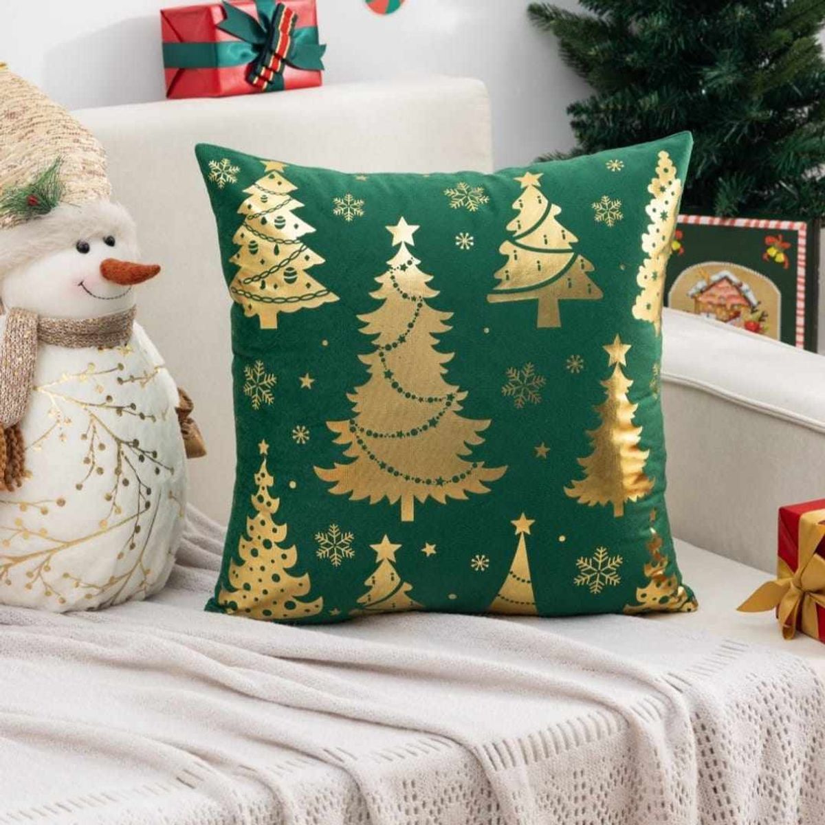 GENERICO - Fundas de Navidad pack 4 Surtidas terciopelo - verdes