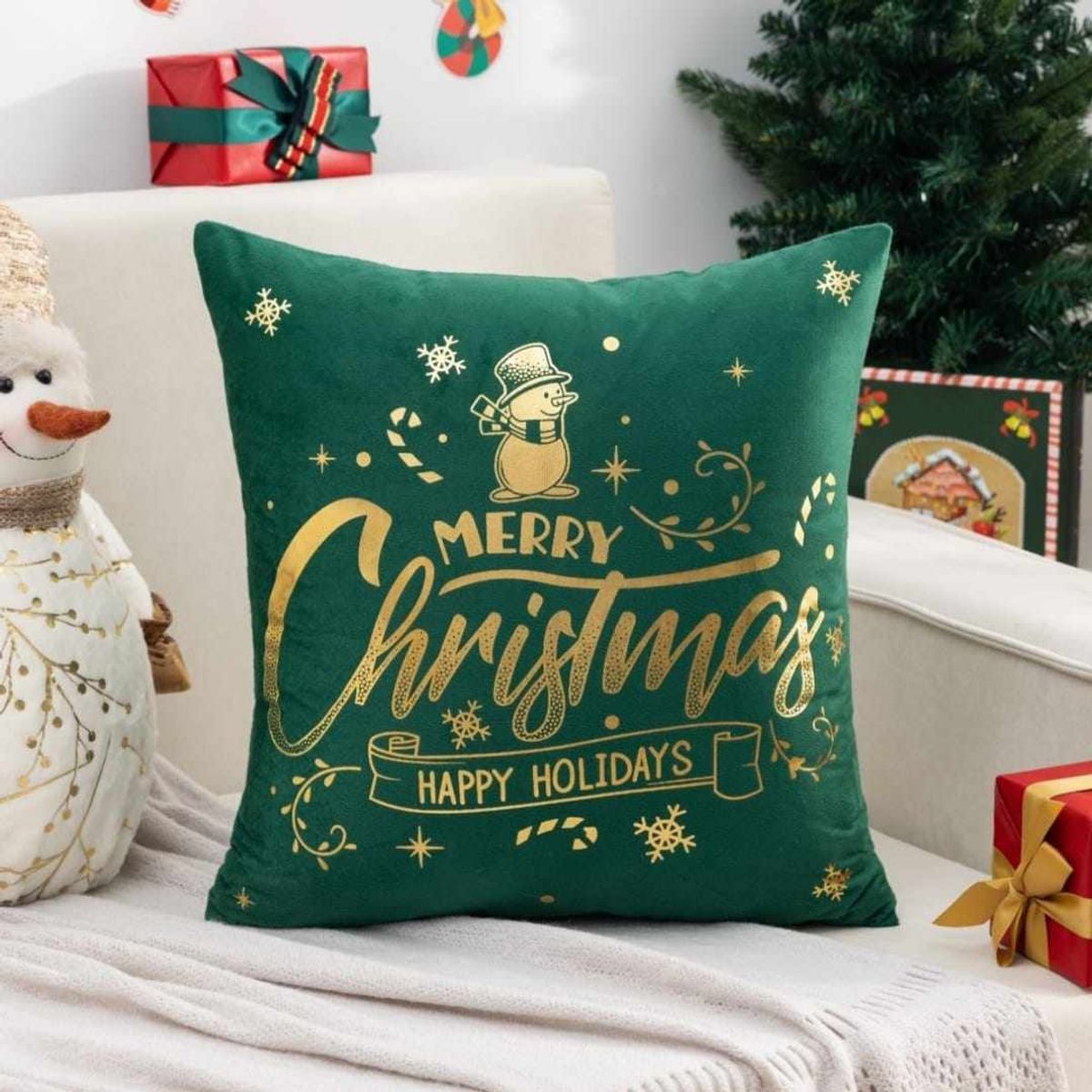 GENERICO - Fundas de Navidad pack 4 Surtidas terciopelo - verdes