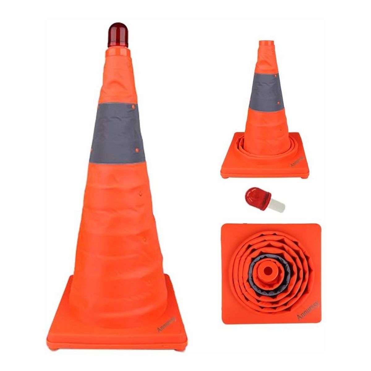 GENERICO - Cono De Emergencia Retractil Reflectante Con Luz Led 50cm