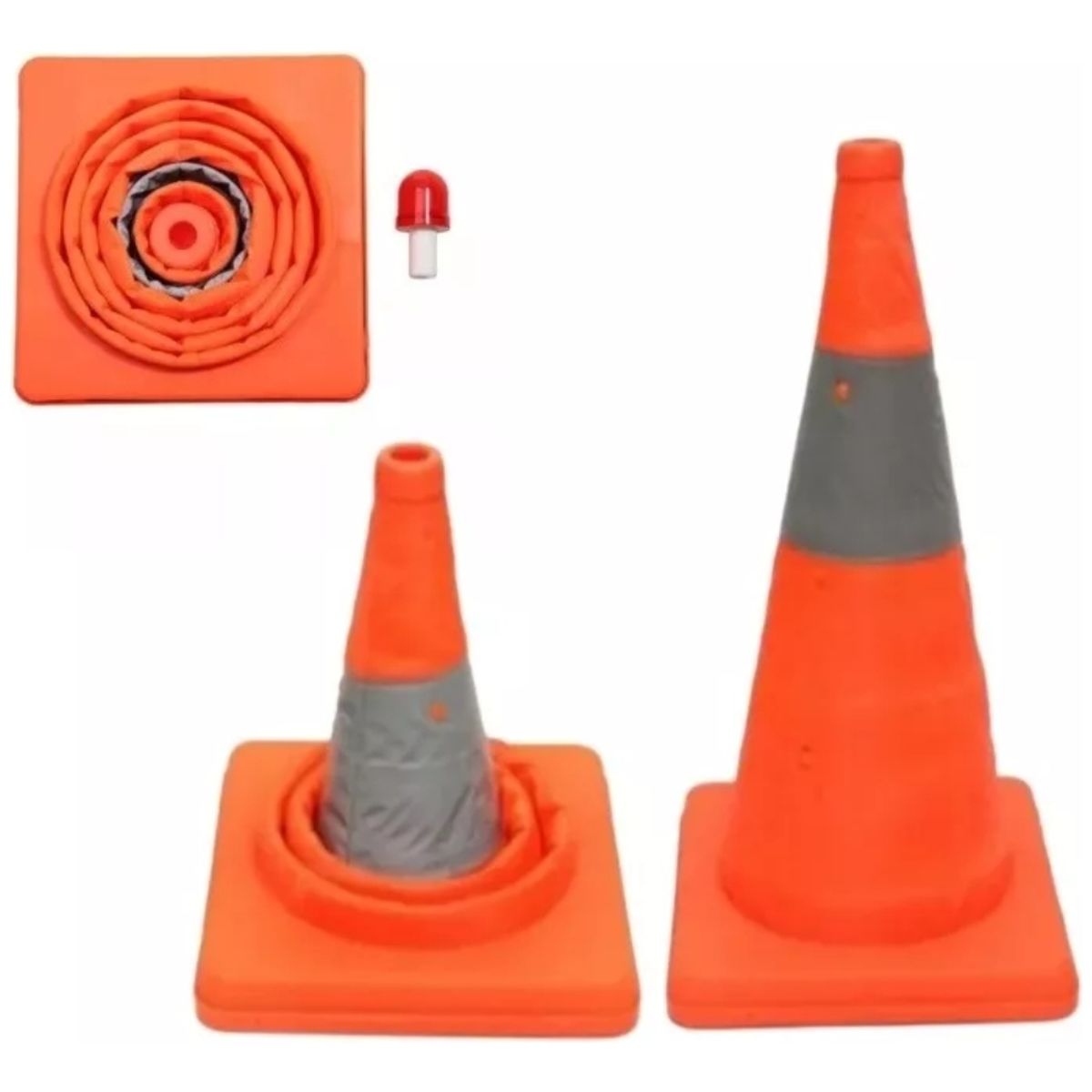 GENERICO - X2 Cono De Emergencia Retractil Reflectante Con Luz Led 50cm