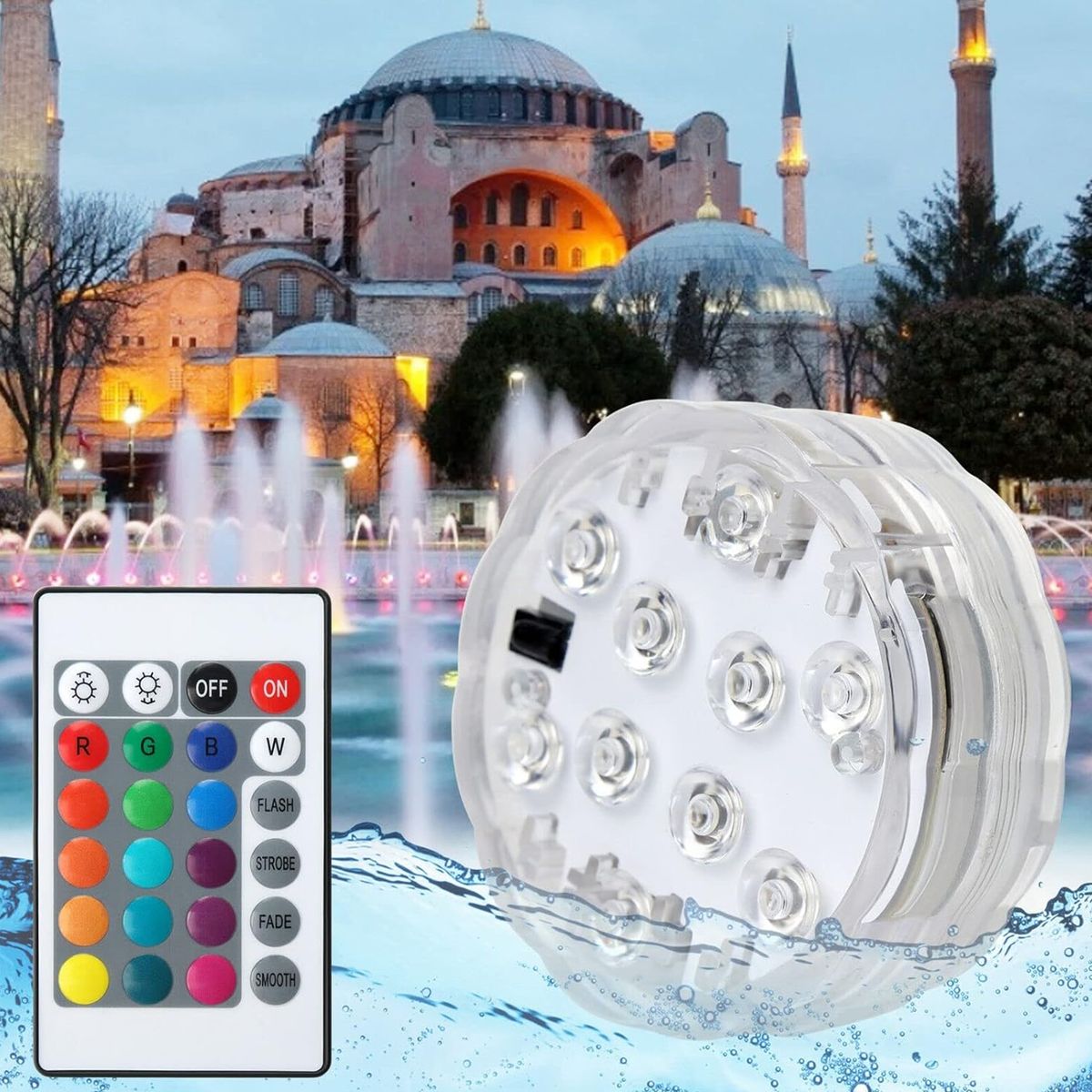 COREJOY - Foco Luz Led Para Piscina IP68 RGB Control Sumergible 4 pieza