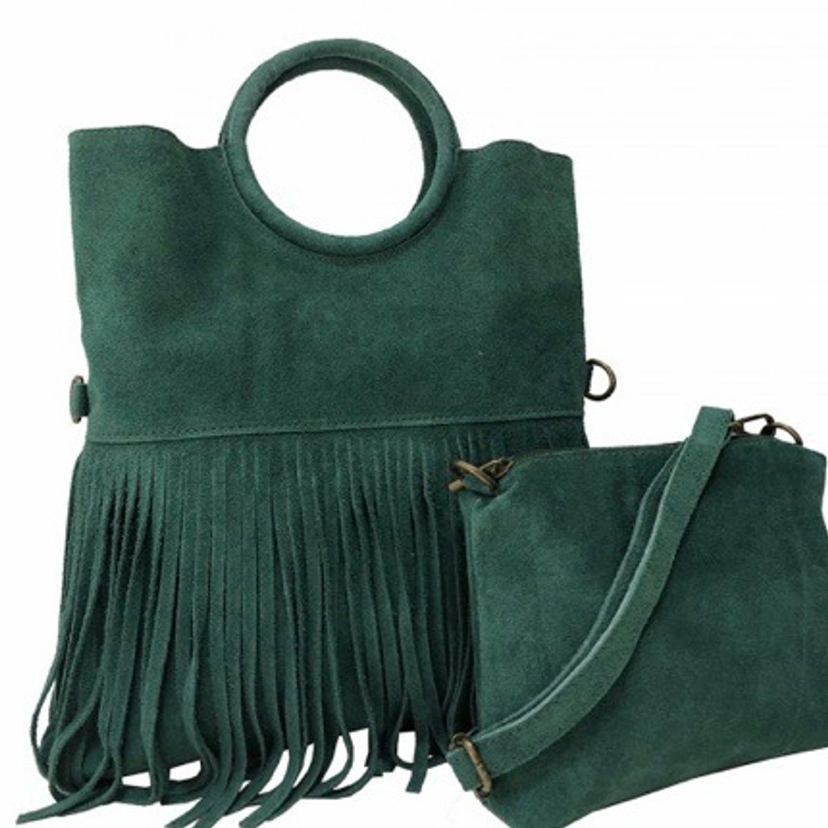 PIERA MARASSI - Cartera Piera Marassi cuero natural genuino Modelo Blanca Flecos