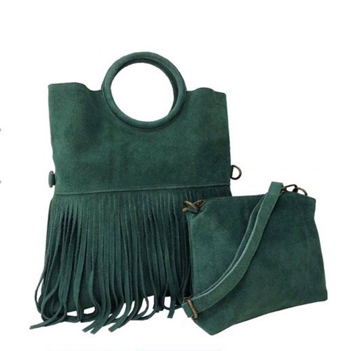 PIERA MARASSI - Cartera Piera Marassi cuero natural genuino Modelo Blanca Flecos