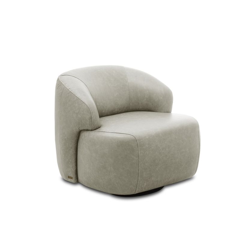 AMUV - POLTRONA CUERO CHANDON GIRATORIA OFF WHITE 80