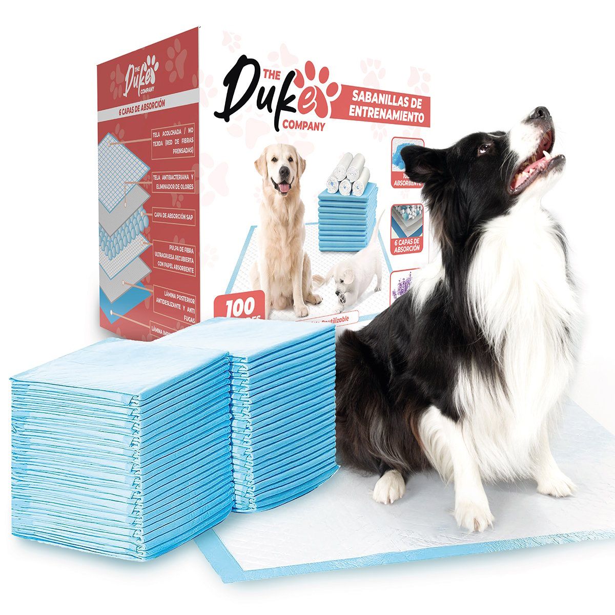 THE DUKE COMPANY - Sabanillas Para Perro  60x60 Duke 6 Capas Aromáticas 100U